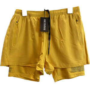 Raw Gear Men's Compression Shorts Large Yellow ~ RG114 By Bradley Martyn ✨NEW✨